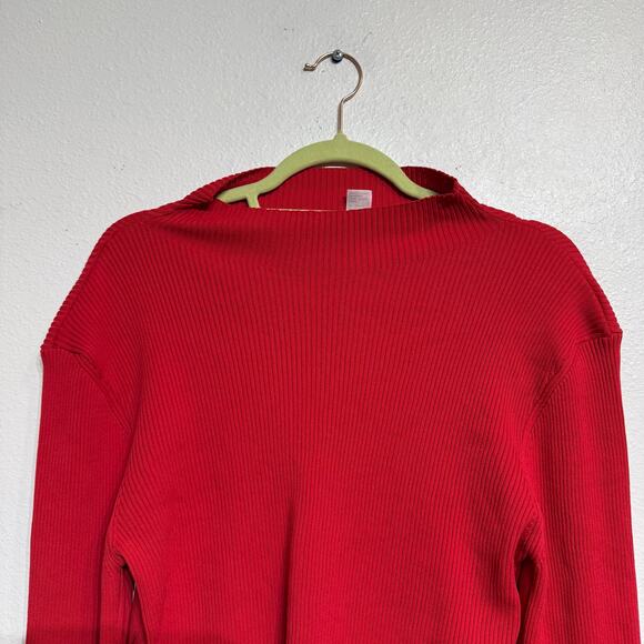 H&M Divided Red Rib-Knit Long Sleeve Top Sz XL - Picture 3 of 11